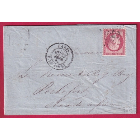 N°24 PARIS ETOILE 24 R DE CLERY BANQUE LEHIDEUX POUR ROCHEFORT LOIRE INFERIEURE LETTRE COVER FRANCE