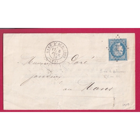 N°60 PC DU GC 211 GARE D'AUBUSSON CREUSE POUR LE MANS SARTHE INDICE 14 LETTRE COVER FRANCE