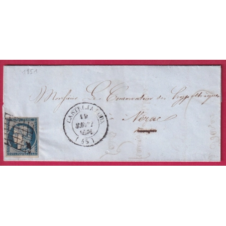 N°4 GRILLE CASTELJALOUX LOT ET GARONNE CAD TYPE 14 POUR NERAC LETTRE COVER FRANCE