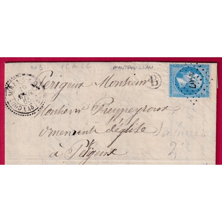 N°22 PC DU GC 4407 COUTHURES SUR GARONNE LOT ET GARONNE BOITE RURALE B MONTPOUILLAN CAD TYPE 22 LETTRE COVER FRANCE