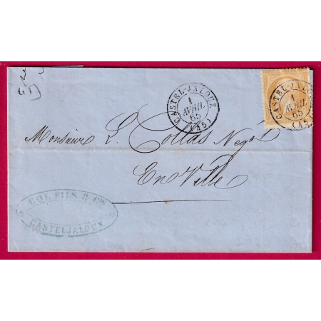 N°21 CAD TYPE 15 CASTELJALOUX LOT ET GARONNE POUR CASTELJALOUX LETTRE COVER FRANCE