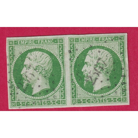 N°12 VERT FONCE PAIRE TTB SIGNE ROUMET PC 2567 PRADELLES HAUTE LOIRE TIMBRE STAMP BRIEFMARKEN
