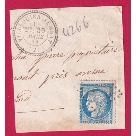 N°60 GC 4266 CAD TYPE 24 VILLEQUIER AUMONT AISNE TIMBRE BRIEFMARKEN STAMP FRANCE