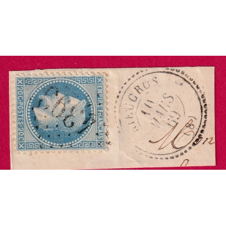 N°29 GC 4393 RIEUCROS ARIEGE CAD TYPE 22 SUR FRAGMENT COTE MATHIEU 68 SUR BLEU TIMBRE BRIEFMARKEN STAMP FRANCE