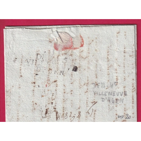 DEBOURSE 45 VILLENEUVE D' AGEN SUR LOT ET GARONNE 1808 INDICE 20 DEPART PARIS LETTRE COVER FRANCE