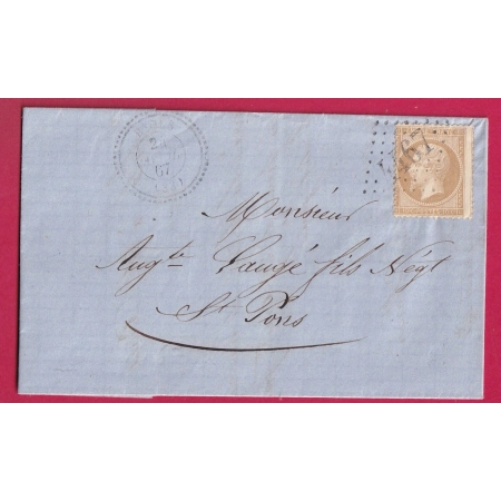 N°21 GC 4467 RIOLS HERAULT CAD TYPE 22 POUR ST PONS LETTRE COVER FRANCE ETIQUETTE PUB