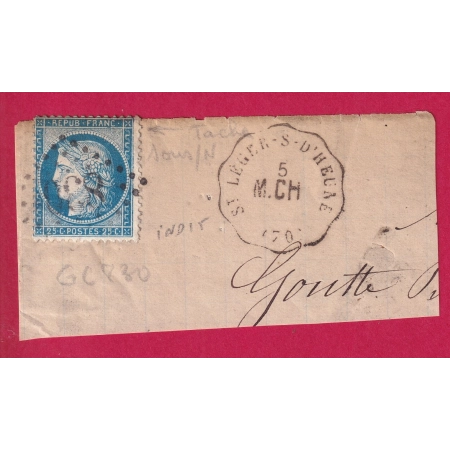 N°60 CONVOYEUR STATION ST LEGER D'HEUNE SAONE ET LOIRE FRAGMENT INDICE 15 SUR LETTRE TIMBRE BRIEFMARKEN STAMP FRANCE