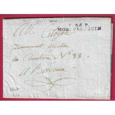 MARQUE P45P MONTFLANQUIN LOT ET GARONNE 47X7 INDICE 16 POUR BORDEAUX LETTRE COVER FRANCE