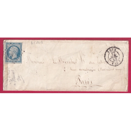 N°10 PC 9 AGEN LOT ET GARONNE POUR PARIS LETTRE COVER FRANCE