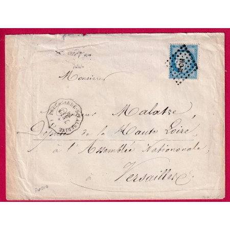 N°60 CONVOYEUR STATION BELLEGARDE SUR VALSERINE AIN VERSAILLES ASSEMBLEE NATIONALE AU DOS LETTRE COVER FRANCE