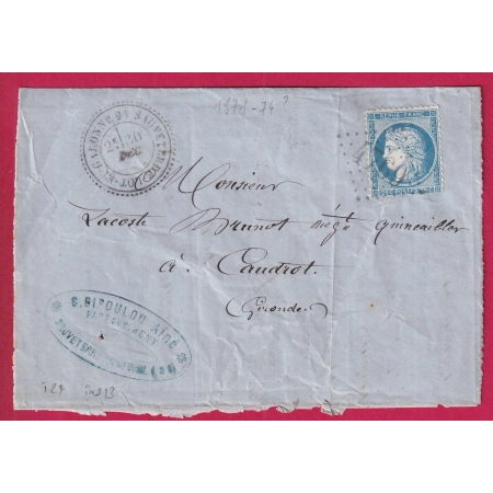 N°60 GC 4760 SAUVETERRE LOT ET GARONNE CAD TYPE 24 POUR CAUDROT GIRONDE LETTRE COVER FRANCE