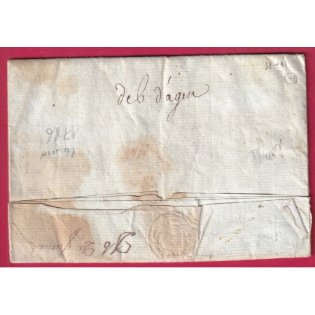 DOUBLE DEBOURSE MANUSCRIT FUMEL + AGEN LOT ET GARONNE 1786 DEPART B COURONNE BORDEAUX GIRONDE LETTRE COVER FRANCE