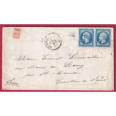 N°14 X2 PC 541 BOUGIVAL SEINE ET OISE POUR BAINS DE LAVEY CANTON DE VAUD SUISSE LETTRE COVER FRANCE