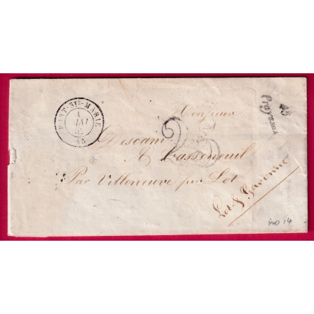 CURSIVE 45 PRAYSSAS LOT ET GARONNE T15 PORT STE MARIE INDICE 14 POUR VILLENEUVE LETTRE COVER FRANCE