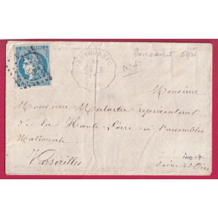 N°46B CONVOYEUR STATION RETOURNAC HAUTE LOIRE POUR VERSAILLES ASSEMBLE NATIONALE INDICE 17 LETTRE COVER FRANCE