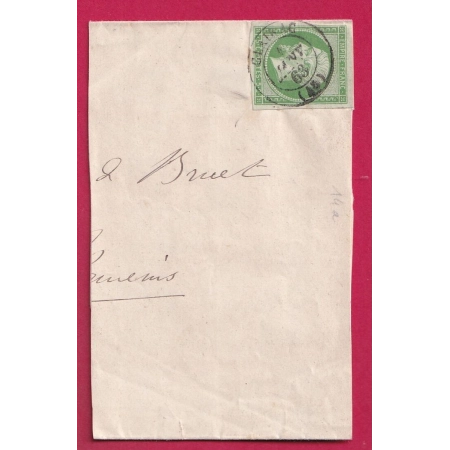 N°12 CAD TYPE 15 CLAIRAC LOT GARONNE 1ER JANVIER 1863 SUR FRAGMENT LETTRE COVER FRANCE