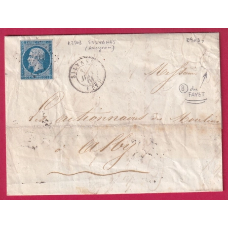 N°14 PC 2903 SILVANES AVEYRON BOITE RURALE B LE FAYET POUR ALBI TARN LETTRE COVER FRANCE