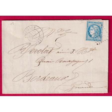 N°45C TTB GC 24 AIGUILLON LOT ET GARONNE POUR BORDEAUX LETTRE COVER FRANCE