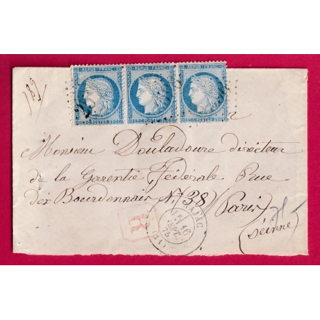 N°60 BANDE DE 3 GC 2596 NAJAC AVEYRON DEVANT DE LETTRE LETTRE COVER FRANCE