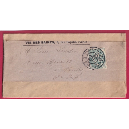 N°111 CAD IMPRIMES 2 PARIS PP74 1903 POUR NANTES LOIRE INFERIEURE LETTRE COVER FRANCE