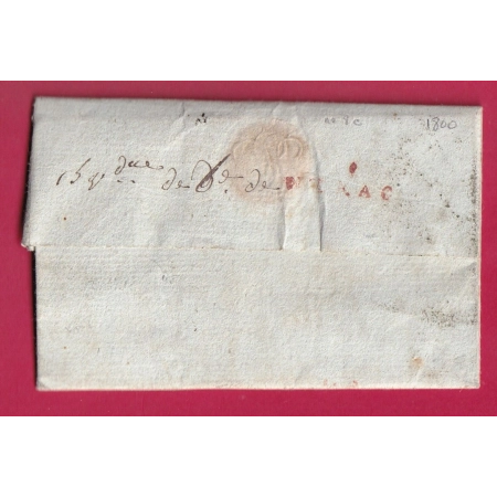 DEBOURSE DE NERAC LOT ET GARONNE MANUSCRIT + MARQUE 45 NERAC ROUGE 1800 DEPART UZES GARD LETTRE COVER FRANCE