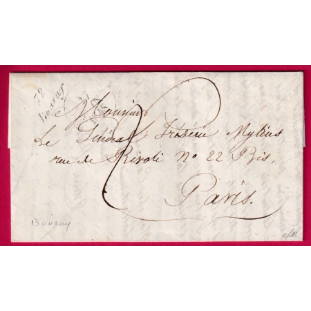 CURSIVE 72 BOURRAY SEINE ET OISE POUR PARIS 1848 AU DOS AMBULANT LIGNE DE TOURS LETTRE COVER FRANCE