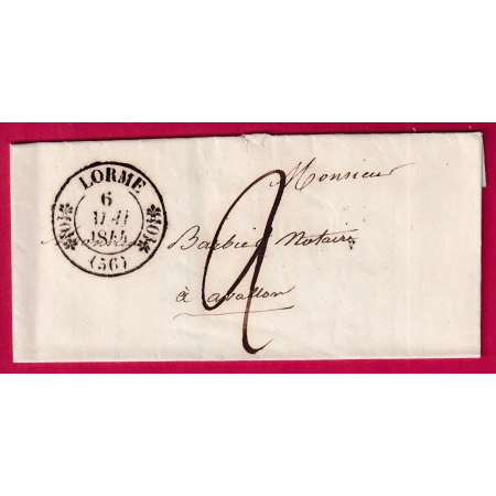 CAD TYPE 11 LORME NIEVRE POUR AVALLON YONNE 1844 LETTRE COVER FRANCE