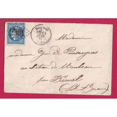 N°46B GC 2301 MEILHAN LOT ET GARONNE CAD TYPE 16 POUR FUMEL LETTRE COVER FRANCE