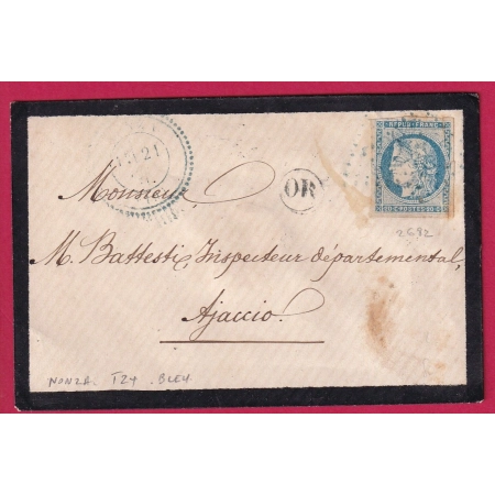 N°45C GC ET CAD EN BLEU GC 2982 NONZA CORSE CAD TYPE 24 POUR AJACCIO LETTRE COVER FRANCE