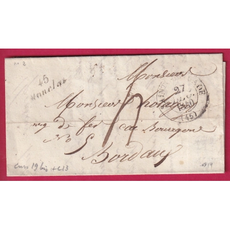 CURSIVE 45 MONCLAR LOT ET GARONNE POUR BORDEAUX INDICE 14 LETTRE COVER FRANCE