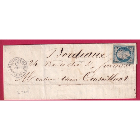 N°10 VILLENEUVE DE MARSAN LANDES PC 3619 POUR BORDEAUX LETTRE COVER FRANCE