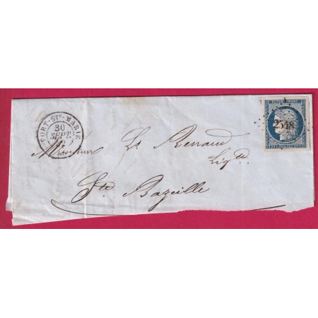 N° 4 SUPERBE PC 2548 PORT STE MARIE LOT ET GARONNE POUR STE BAZEILLE FRAGMENT DE LETTRE COVER FRANCE