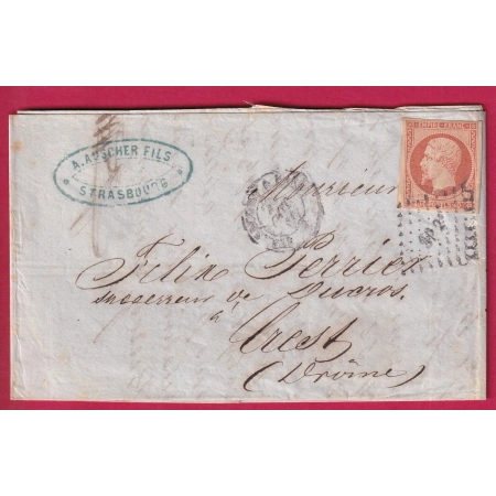 N°16 AMBULANT SP2° STRASBOURG A PARIS POUR CREST DROME DEPART STRASBOURG BAS RHIN LETTRE COVER FRANCE