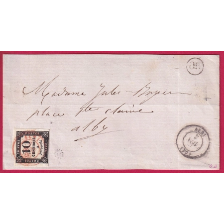 TIMBRE TAXE N°2 CAD TYPE 15 ALBI EN ROUGE POUR ALBY SIGNE ROUMET DEVANT DE LETTRE COVER FRANCE