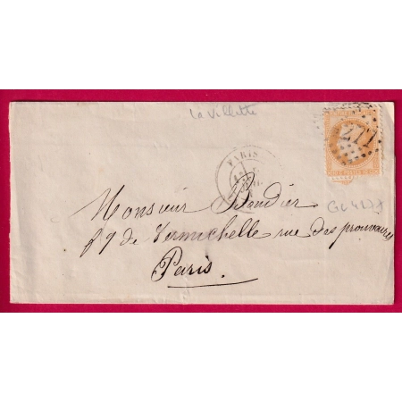 N°28 GC 4277 PARIS LA VILLETTE POUR PARIS RECETTES REUNIES LETTRE COVER FRANCE