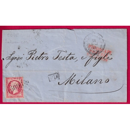 N°24 GC 5095 SALONIQUE TURQUIE D'ASIE BFE POUR MILANO ITALIE ITALIA LETTRE COVER FRANCE