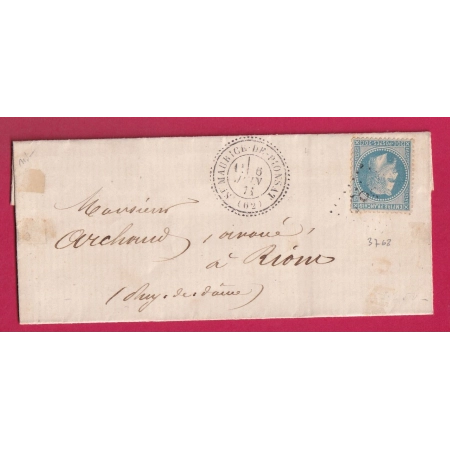 N°29 GC 3768 ST MAURICE DE PIONSAT PUY DE DOME CAD TYPE 24 POUR RIOM INDICE 19 LETTRE COVER FRANCE