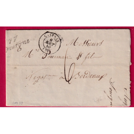 CURSIVE 77 DOURGNE TARN T15 CASTRES 1840 POUR BORDEAUX LETTRE COVER FRANCE