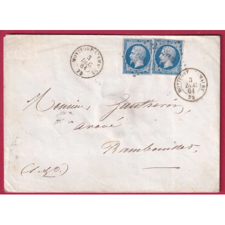 N°14 X2 PC 2461 MONTFORT L'AMAURY SEINE ET OISE POUR RAMBOUILLET LETTRE COVER FRANCE
