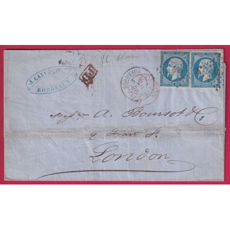 N°14 X2 DONT UN VARIETE PC 441 BORDEAUX GIRONDE POUR LONDRES LONDON ANGLETERRE LETTRE COVER FRANCE