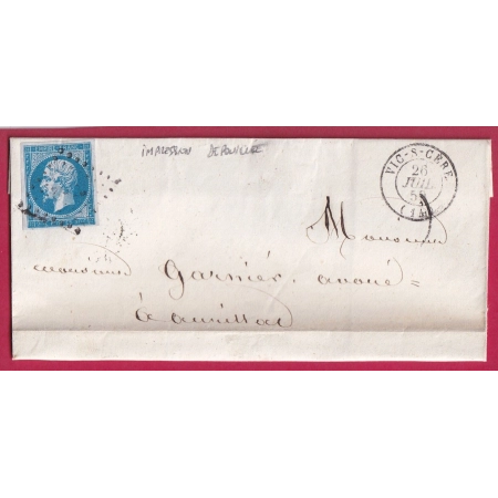 N°14 VARIETE IMPRESSION DEPOUILLE PC 3562 VIC SUR CERE CANTAL INDICE 15 LETTRE COVER FRANCE