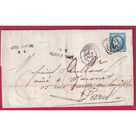 N°60 GC 3218 ROUBAIX TAXE 35 MANUSCRIT GRIFFE AFFR INSUFF R.G POUR PARIS LETTRE COVER FRANCE