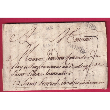 MARQUE PARIS INFINI DOUBLE FRAPPE 1776 LENAIN N°15 ST PIERRE LE MOUTIER NIEVRE LETTRE COVER FRANCE