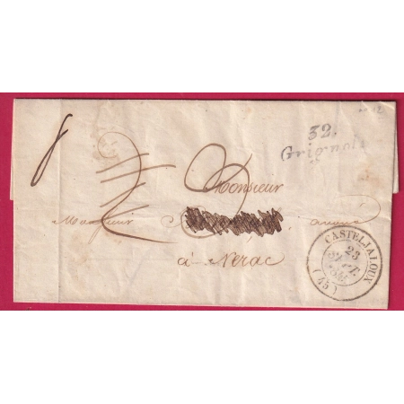 CURSIVE 32 GRIGNOLS GIRONDE CAD TYPE 14 CASTELJALOUX LOT ET GARONNE POUR NERAC LETTRE COVER FRANCE