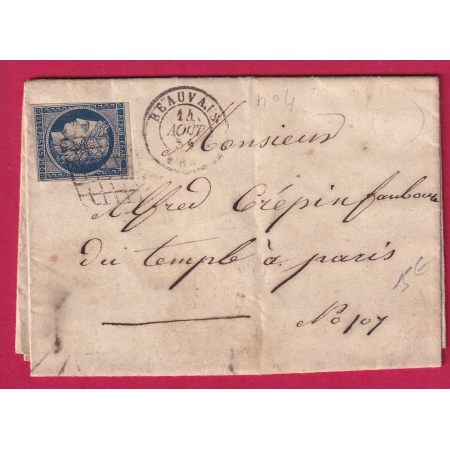 N°4 GRILLE BEAUVAIS OISE POUR PARIS LETTRE COVER FRANCE