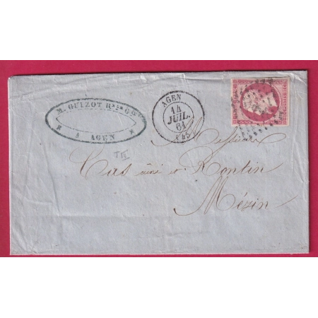 N°17B PC 9 AGEN LOT ET GARONNE POUR MEZIN LETTRE COVER FRANCE