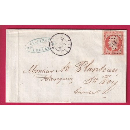 N°16 PC 1153 DURAS LOT ET GARONNE POUR STE FOY LA GRANDE GIRONDE LETTRE COVER FRANCE