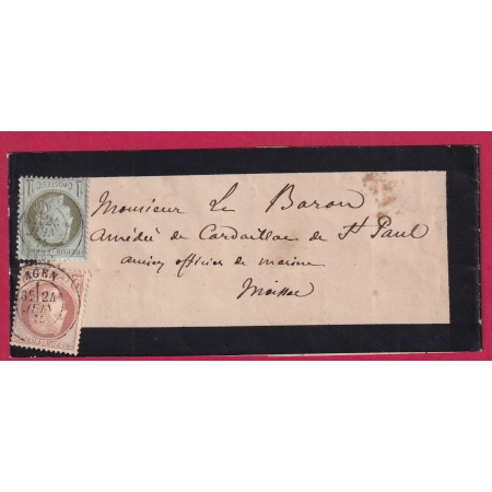N°50 51 CAD TYPE 17 AGEN LOT ET GARONNE POUR MOISSAC TARN ET GARONNE LETTRE COVER FRANCE