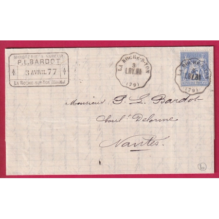 N°78 CONVOYEUR STATION LA ROCHE SUR YON VENDEE LIGNE LRY.NA POUR NANTES LETTRE COVER FRANCE
