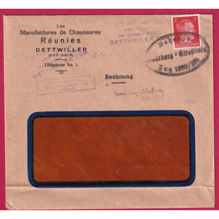 ALSACE LORRAINE AMBULANT BAHNOFF SARREBOURG STRASBOURG LETTRE COVER FRANCE